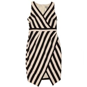 Coast Black Cream Striped Midi Dress